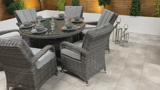 Chimes - Prestige Grey Valencia 6 Seat Round Dining Set - 1.3 Meter Round Table