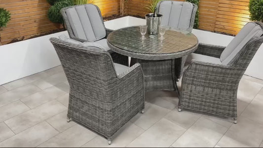 Chimes - Prestige Grey Madrid 4 Seat Dining Set - 1.05m Round Table