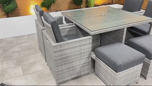 Chimes - Stone Grey Mia 4 Seat Cube Set With 4 Stools