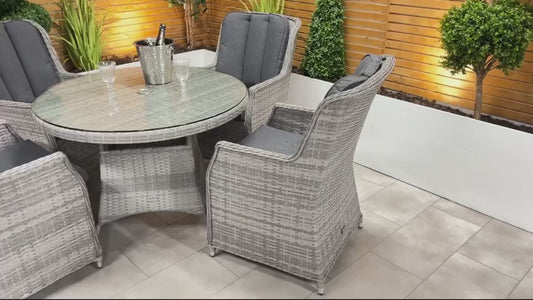 Chimes - Stone Grey Bella 4 Seat Round Dining Set - 1.05 Meter Standard Table