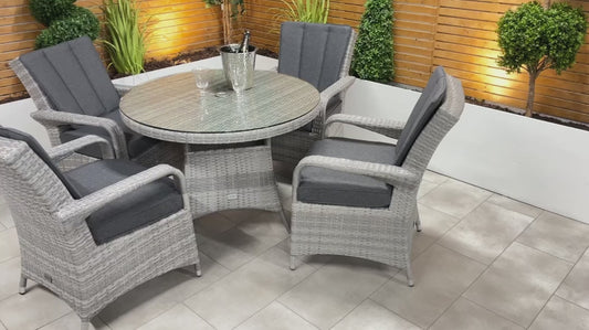 Chimes - Stone Grey Verona 4 Seat Round Dining Set - 1.05 Meter Standard Table