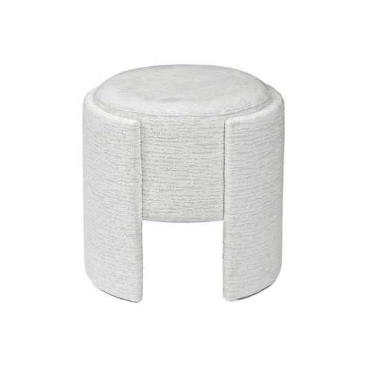 43cm Ivory Chenille Round Stool