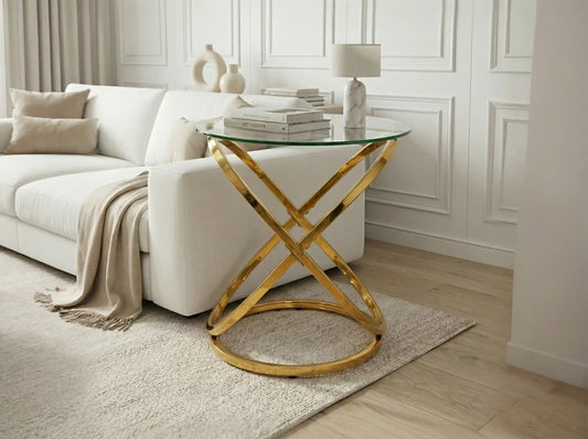 Reina Gold End Table Glass