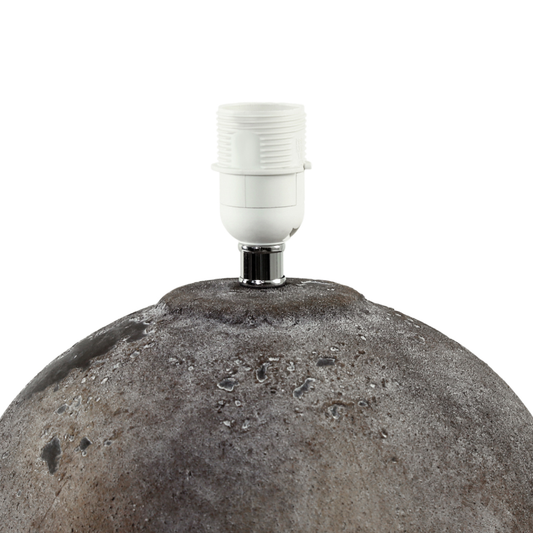 57cm Light Brown Stone Finish Table Lamp with Natural Linen Shade
