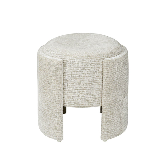 43cm Taupe Chenille Round Stool