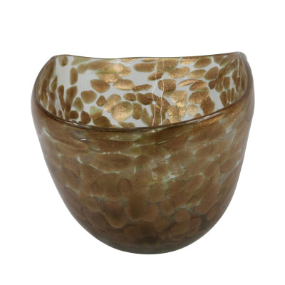 18.5cm Clear and Gold Decorative Handmade Glass