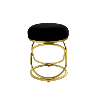 Black Velvet Rizzo Stool with Gold Legs
