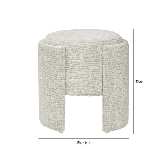 43cm Taupe Chenille Round Stool