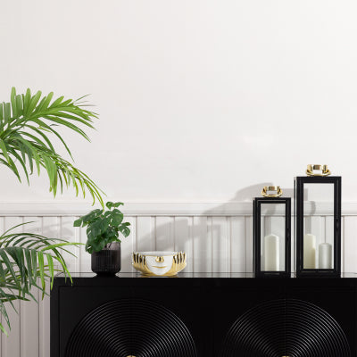 White and Gold Face Design Ceramic Dish