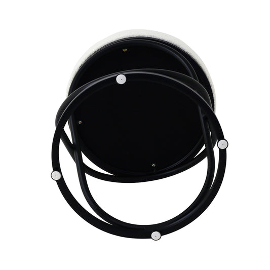 White Boucle Rizzo Stool with Black Legs