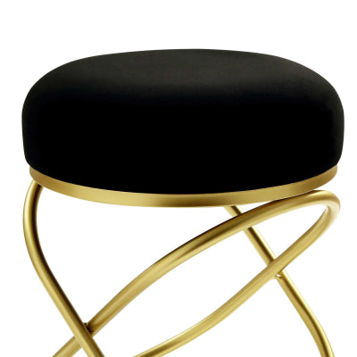 Black Velvet Rizzo Stool with Gold Legs