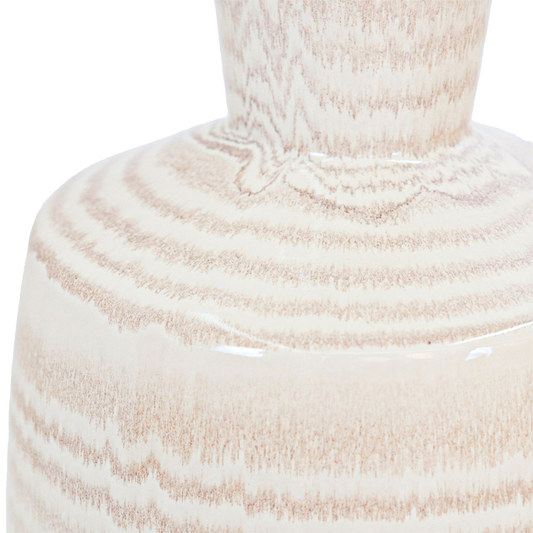 37cm Beige and Brown Stripes Ceramic Vase