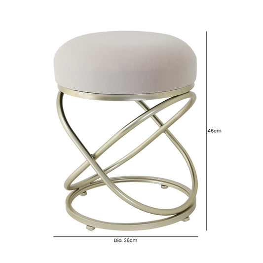 Cream Velvet Rizzo Stool with Champagne Legs