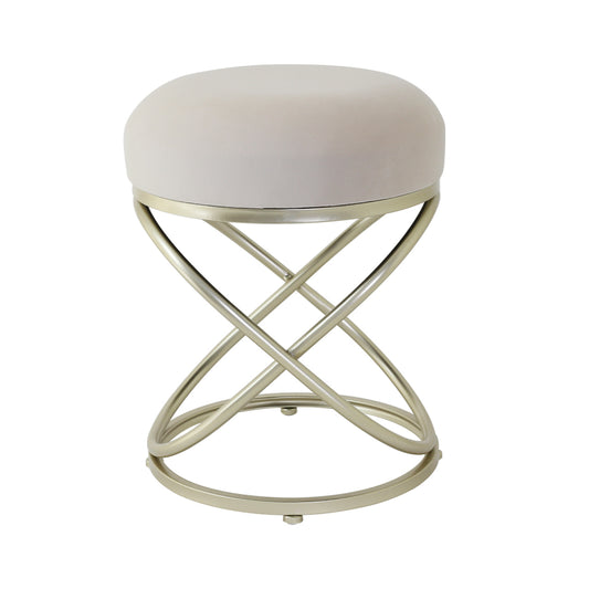 Cream Velvet Rizzo Stool with Champagne Legs