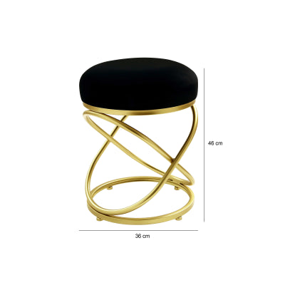 Black Velvet Rizzo Stool with Gold Legs