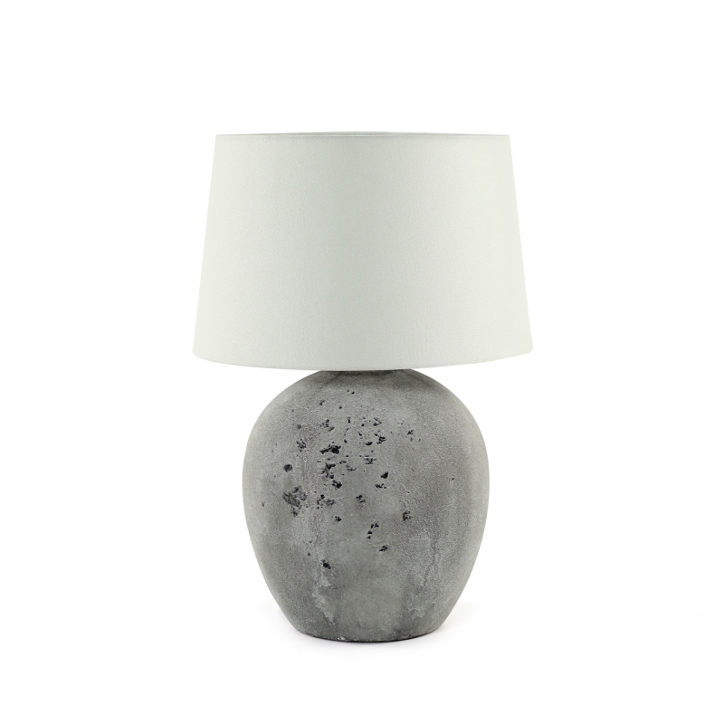 57cm Light Brown Stone Finish Table Lamp with Natural Linen Shade