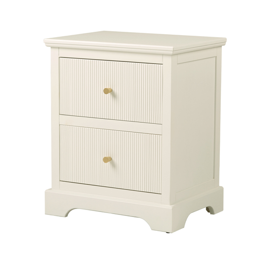 London 2 Drawer Bedside Cabinet White with Gold Handles