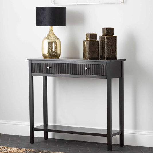 Lianna Black Wood 2 Drawer Console Table