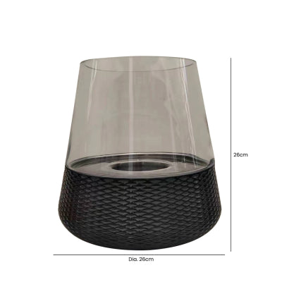 30cm Black & Clear Glass Candle Holder