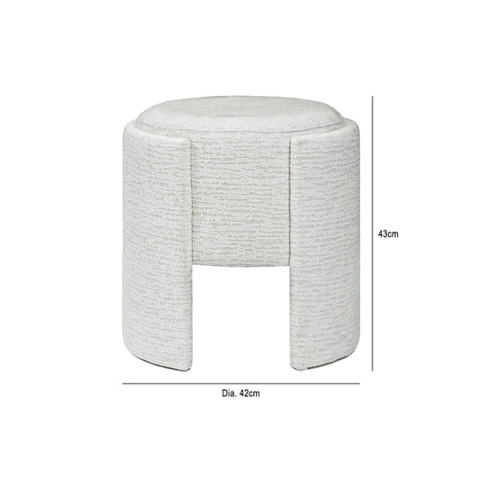 43cm Ivory Chenille Round Stool