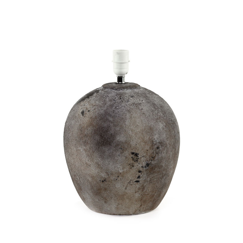 57cm Light Brown Stone Finish Table Lamp with Natural Linen Shade