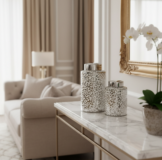 Large Silver Leopard Print Jar