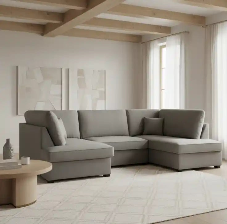 Skyler Sofa Plush Grey U Shape Corner