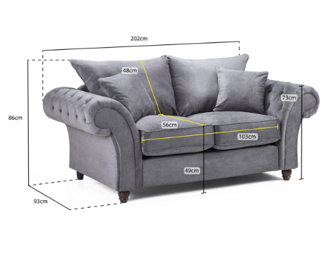 Chimes - Belvedere 2 seater sofa - Charcoal Grey
