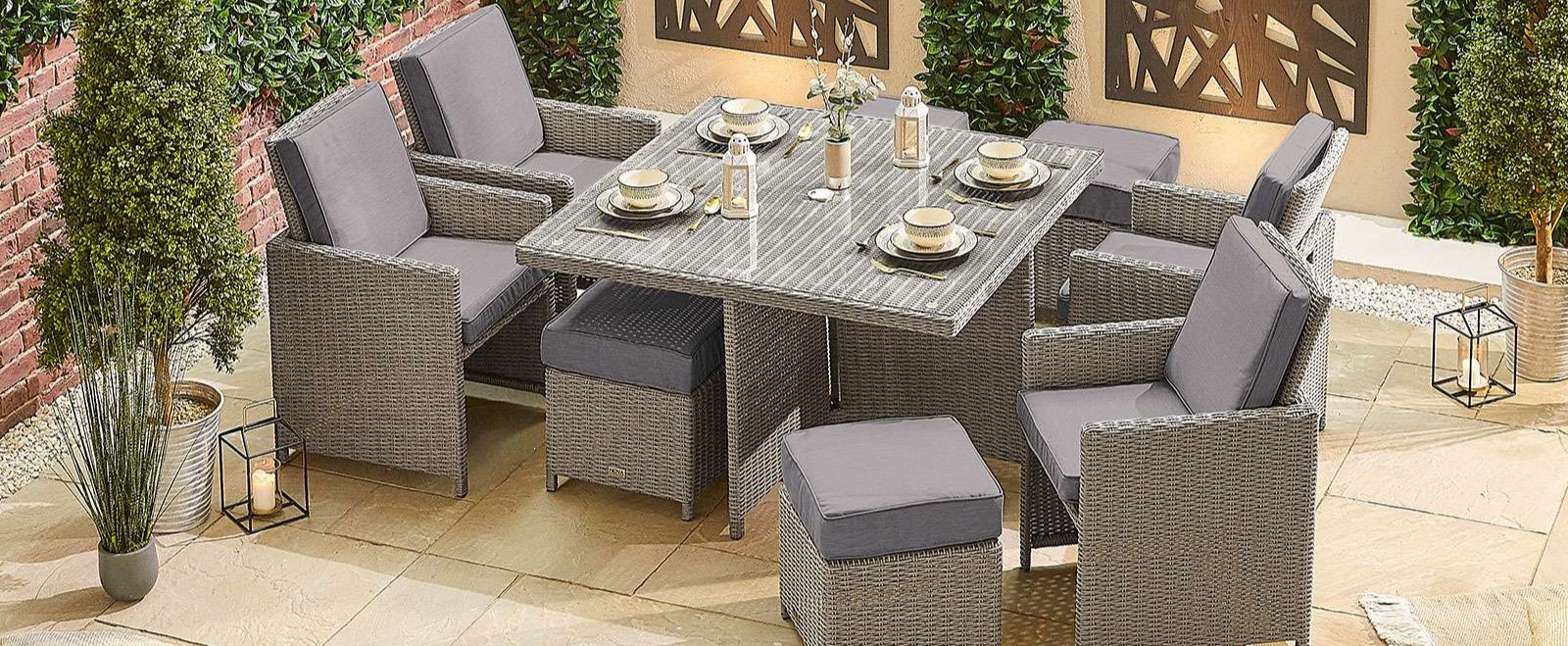 White wash rattan garden furniture shop